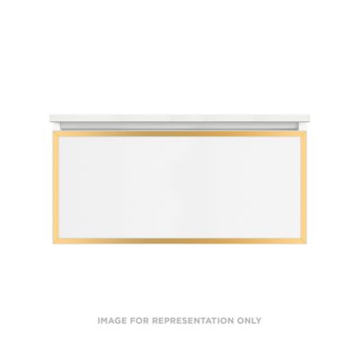 Robern VP36H2D21F27S82 Modular Vanity, 36" x 15" x 21", Matte Gray, Matte Gold Frame, Full Drawer, Selectable Night Light, 27