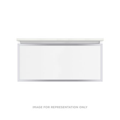 Robern VP36H2D21P28S76 Modular Vanity, 36" x 15" x 21", Matte Black, Chrome Frame, Plumbing Drawer, Selectable Night Light, 2