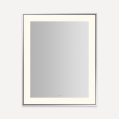 Robern YM2531RPSMD3K76 Sculpt Lighted Mirror, 25” x 31” x 2-1/4", Slim Museum Frame, Chrome, Perimeter Light Pattern, Warm Wh