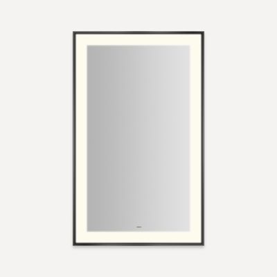 Robern YM2541RPSMD383 Sculpt Lighted Mirror, 25” x 41” x 2-1/4", Slim Museum Frame, Matte Black, Perimeter Light Pattern, War