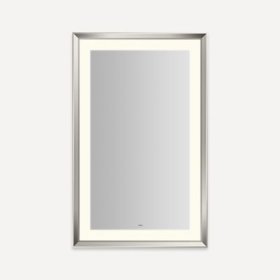 Robern YM2743RPCMD377 Sculpt Lighted Mirror, 27” x 43” x 2-5/16”, Chamfer Museum Frame, Polished Nickel, Perimeter Light Patt