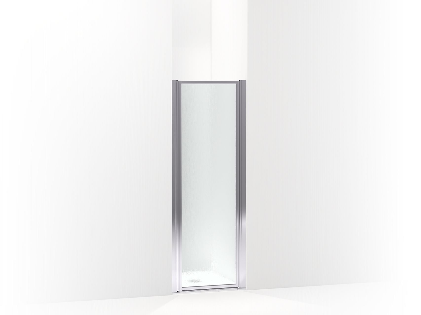 Sterling 26926-3G06 Standard Pivot Shower Door, 64" H x 23-1/2"-25" W, with 1/8"-thick Rain Textured Glass, Silver