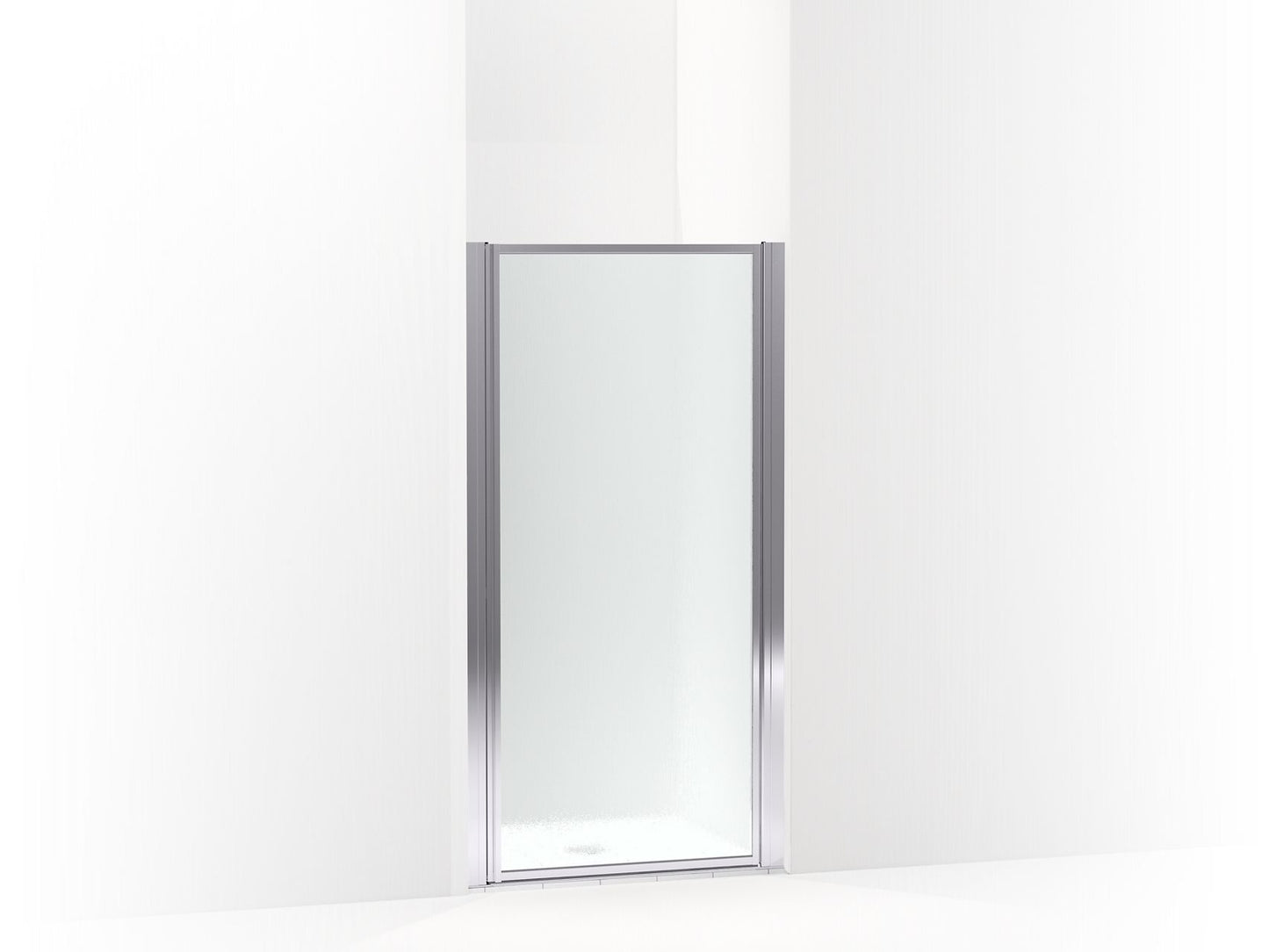 Sterling 26936-3G06 Standard Pivot Shower Door, 64" H x 32-3/4"–34-1/4" W, with 1/8"-thick Rain Textured Glass, Silver