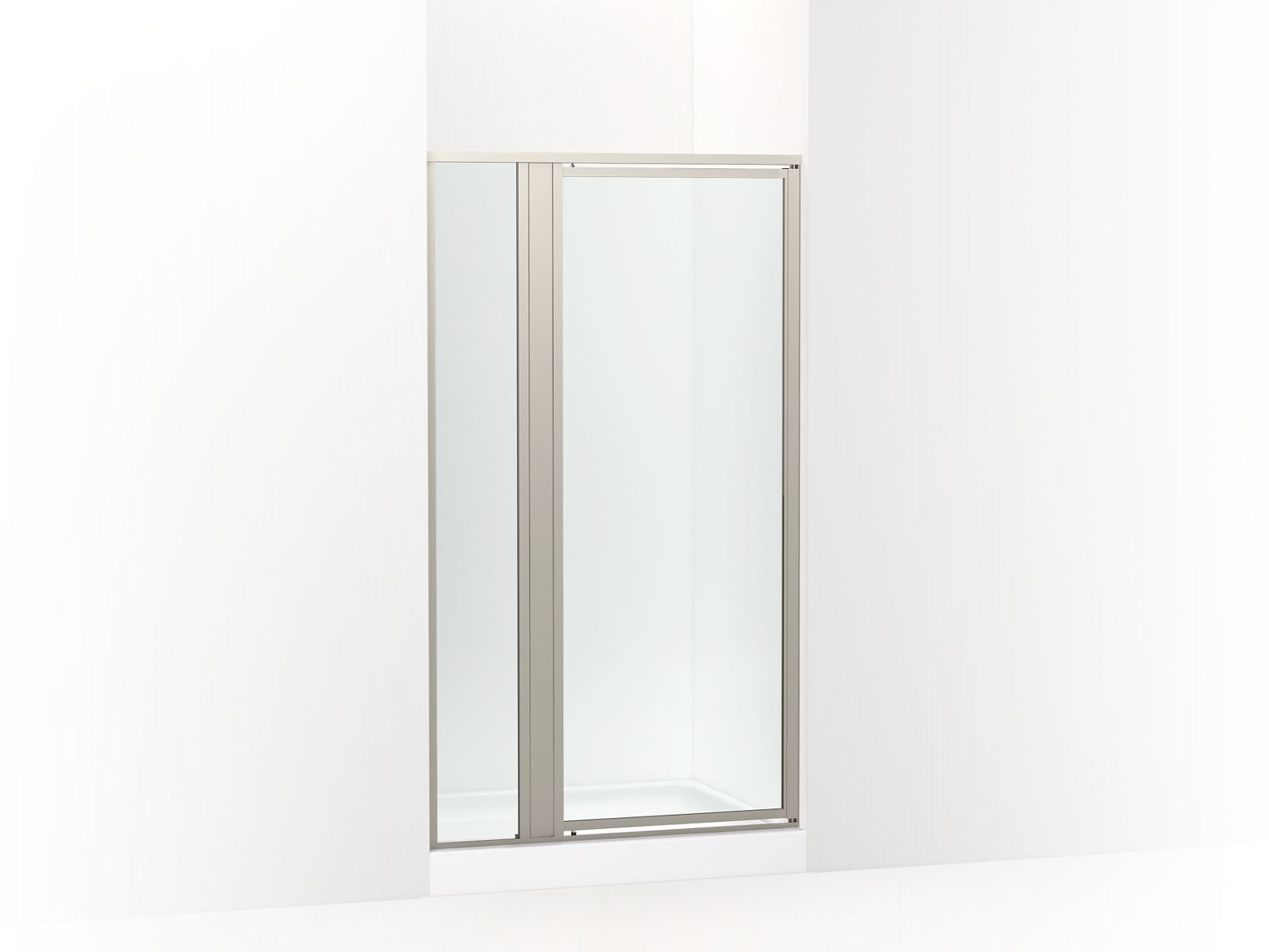Sterling 33608-3G05 Attend 69" H Pivot Shower Door with 1/8"-thick Glass, Nickel Frame Finish with Smooth/Clear Glass Texture