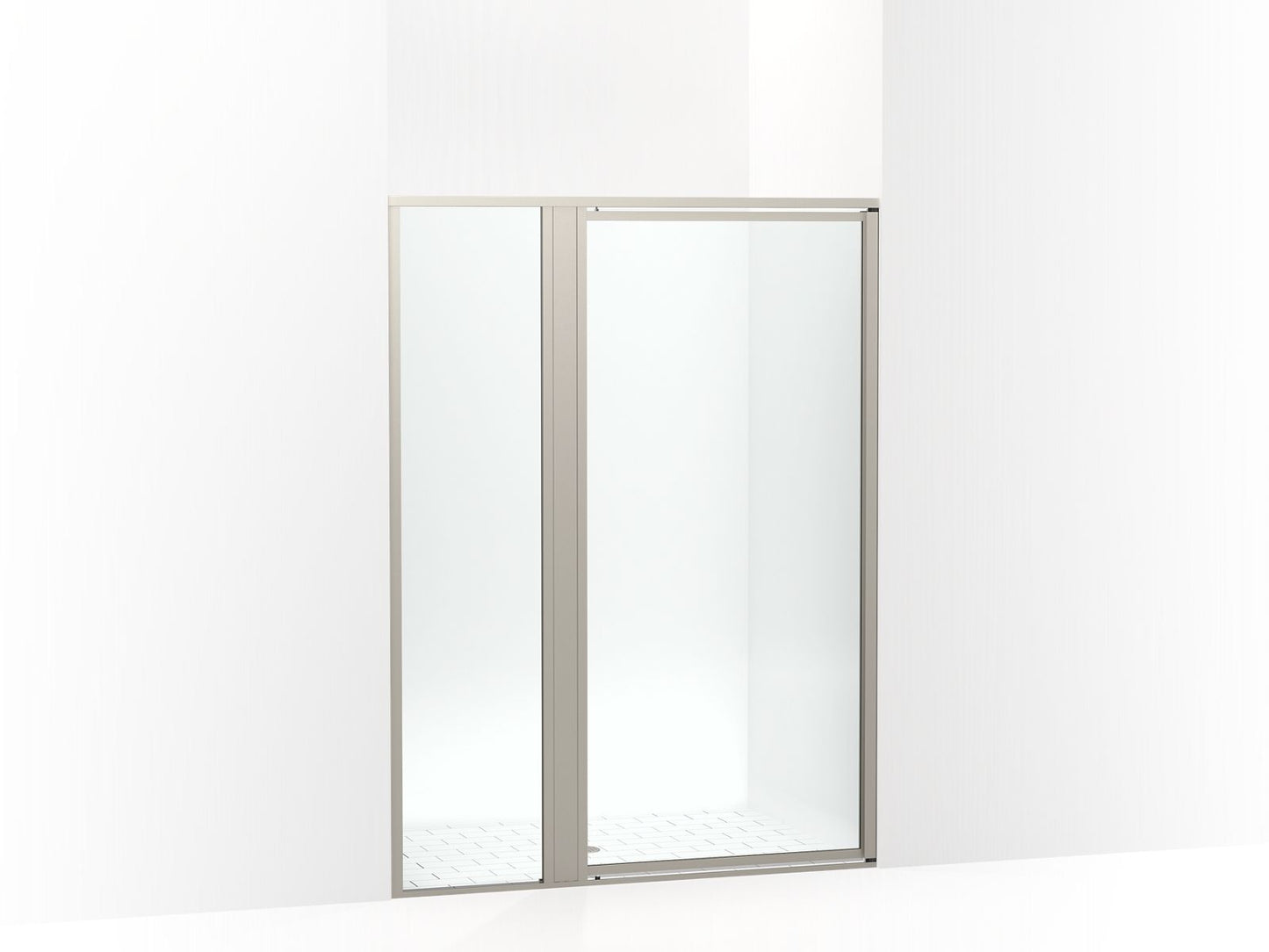 Sterling 33612-3G05 Attend 69" H Pivot Shower Door with 1/8"-thick Glass, Nickel Frame Finish with Smooth/Clear Glass Texture
