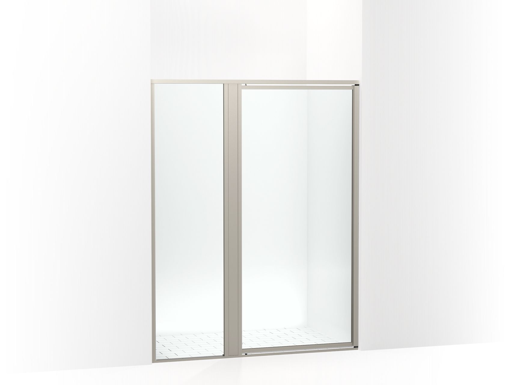 Sterling 33613-3G05 Attend 69" H Pivot Shower Door with 1/8"-thick Glass, Nickel Frame Finish with Smooth/Clear Glass Texture