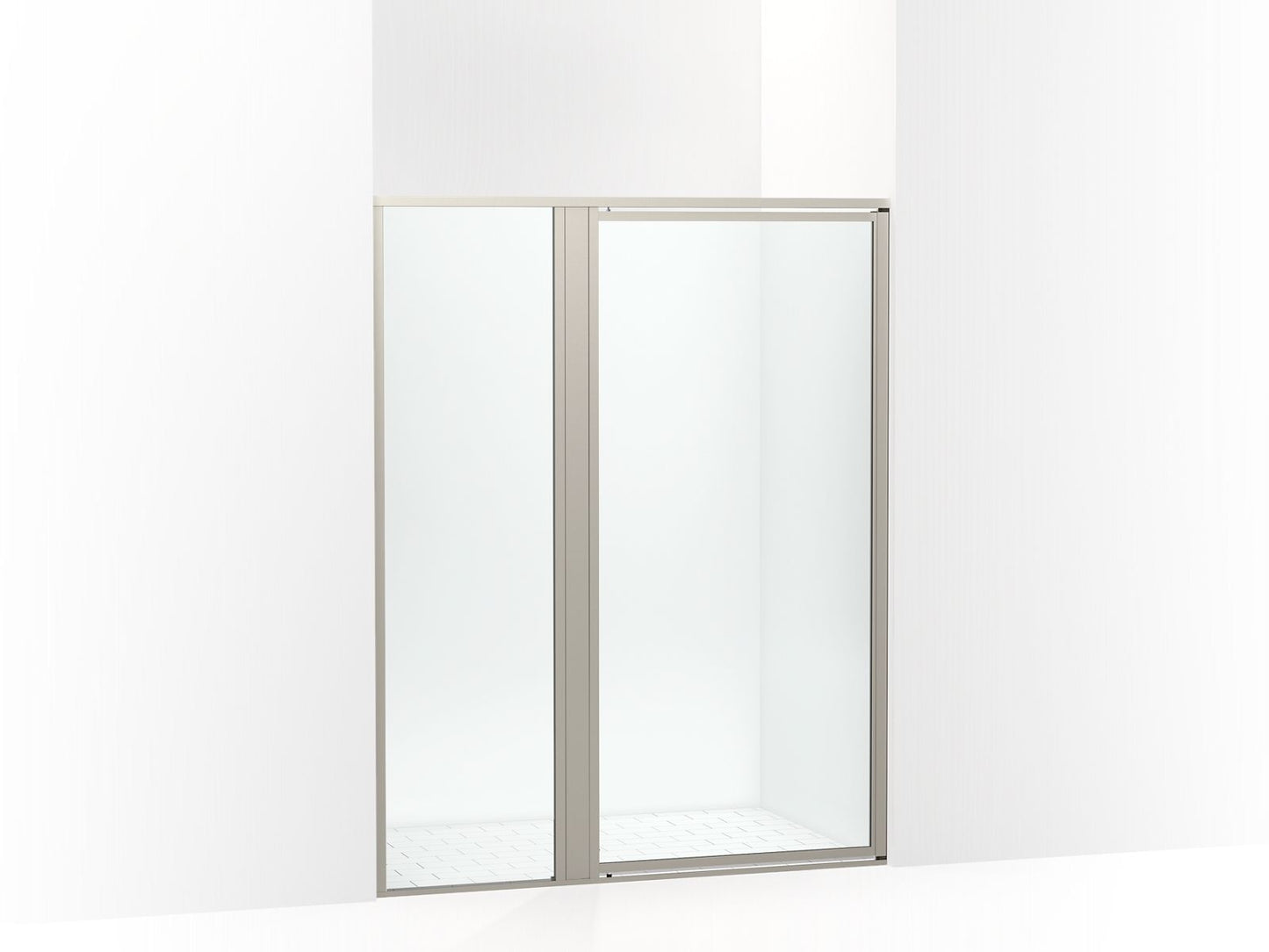Sterling 33614-3G05 Attend 69" H Pivot Shower Door with 1/8"-thick Glass, Nickel Frame Finish with Smooth/Clear Glass Texture