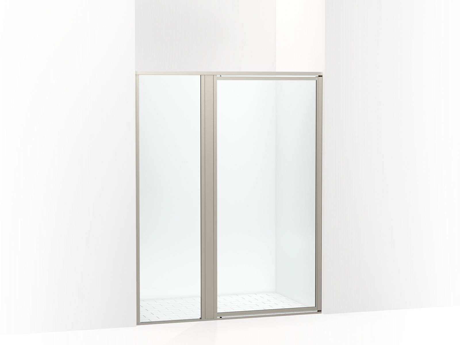 Sterling 33614-3G05 Attend 69" H Pivot Shower Door with 1/8"-thick Glass, Nickel Frame Finish with Smooth/Clear Glass Texture