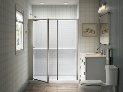 Sterling 33618-3G05 Attend 72" H Pivot Shower Door with 1/8"-thick Glass, Nickel Frame Finish with Smooth/Clear Glass Texture