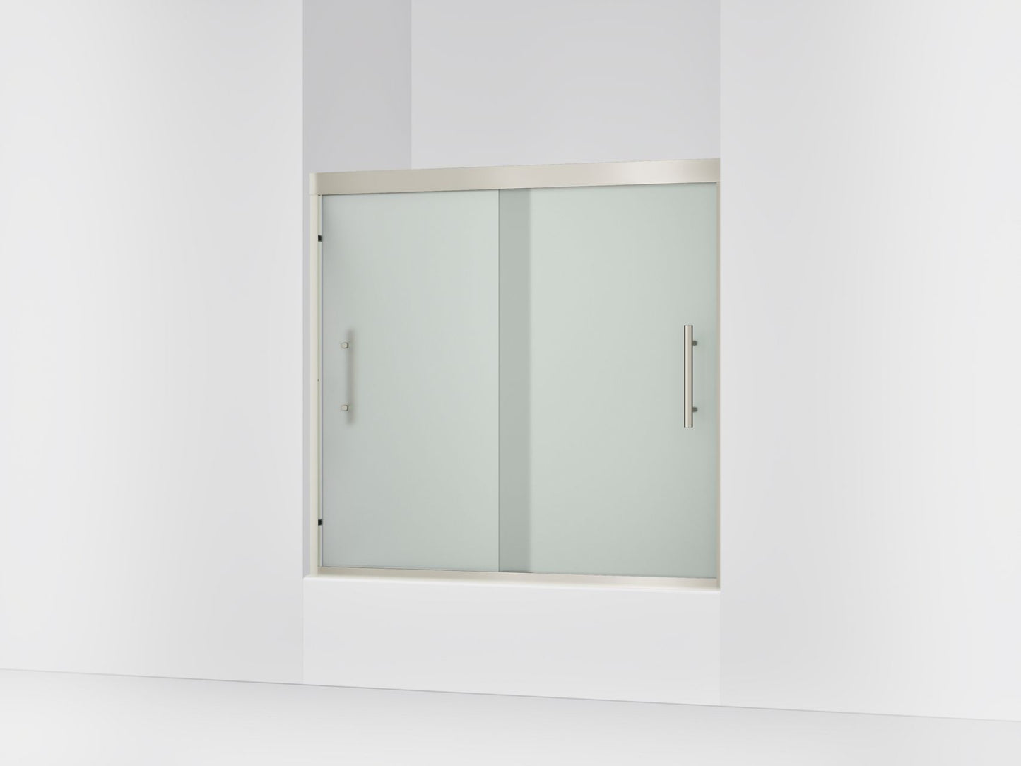 Sterling 39347-8D3 Finesse Peak 55-1/8" H Sliding Bath Door with 5/16"-thick Glass, Anodized Brushed Nickel