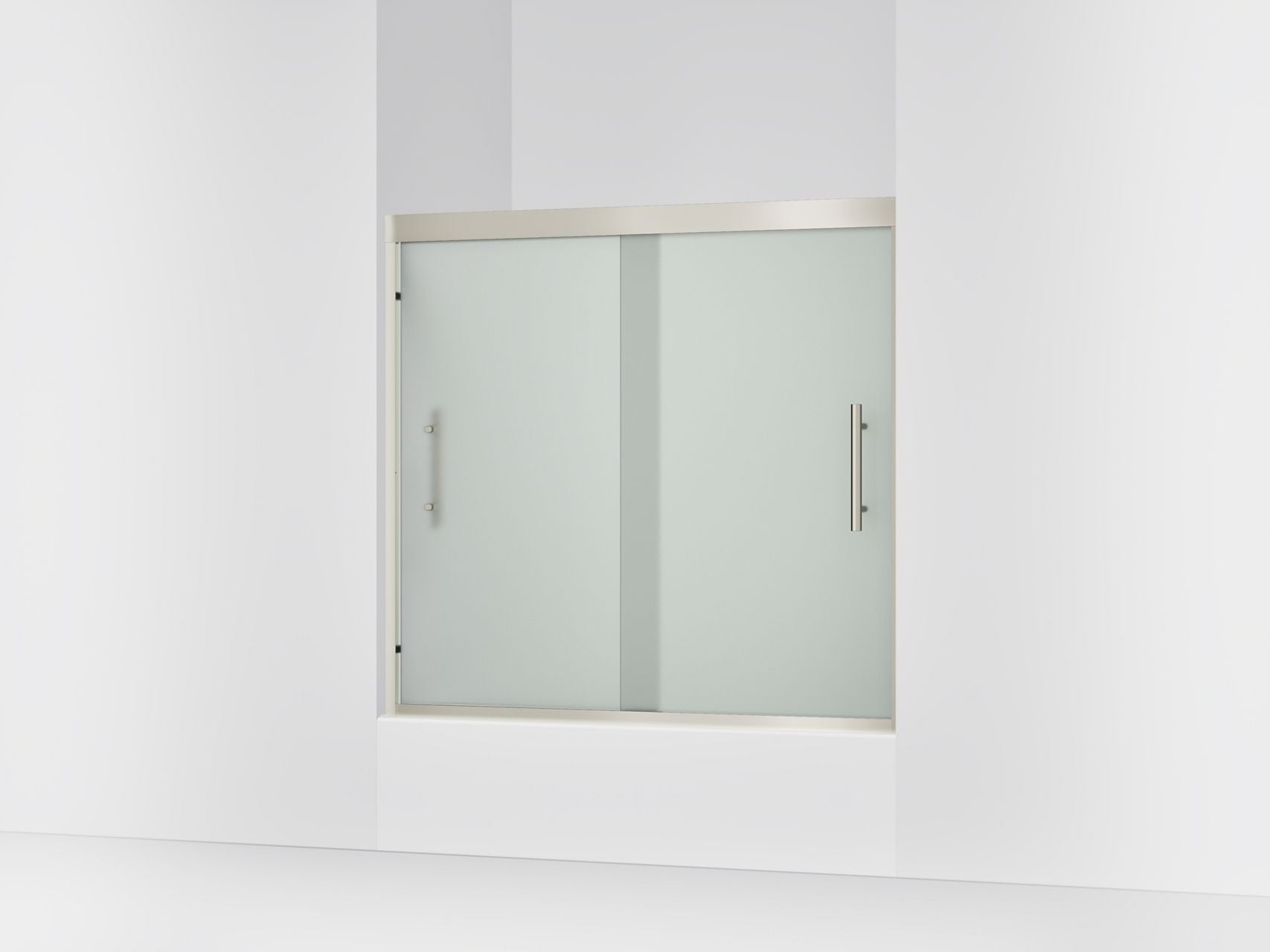 Sterling 39347-8D3 Finesse Peak 55-1/8" H Sliding Bath Door with 5/16"-thick Glass, Anodized Brushed Nickel
