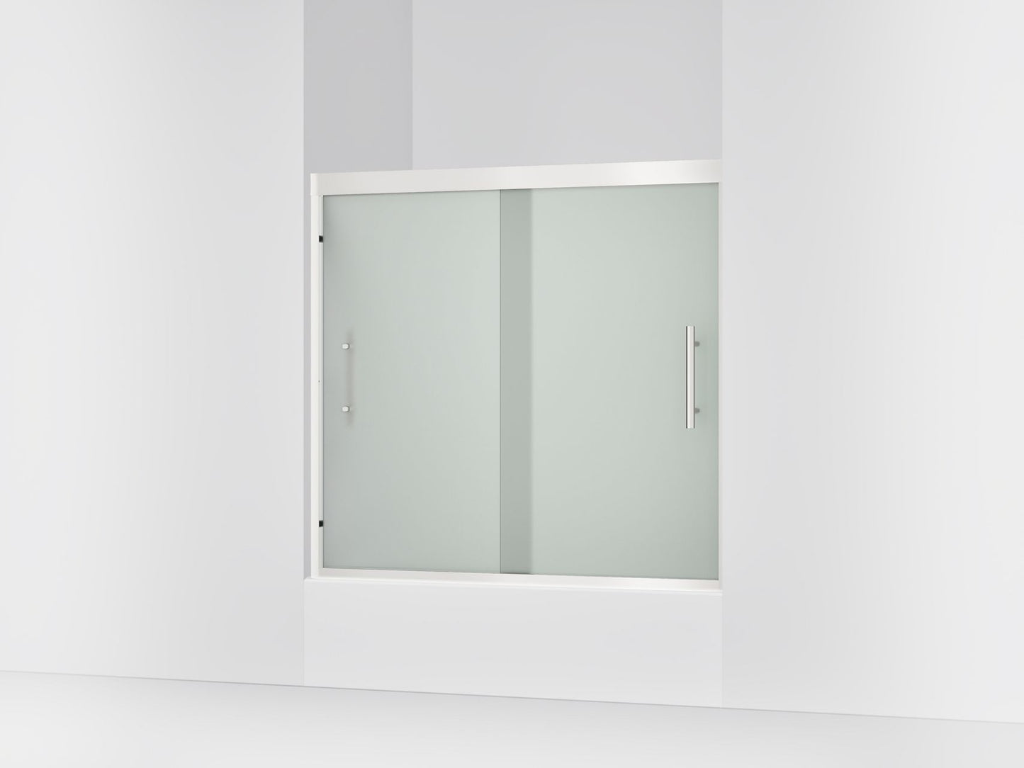 Sterling 39347-8D3 Finesse Peak 55-1/8" H Sliding Bath Door with 5/16"-thick Glass, Bright Polished Silver