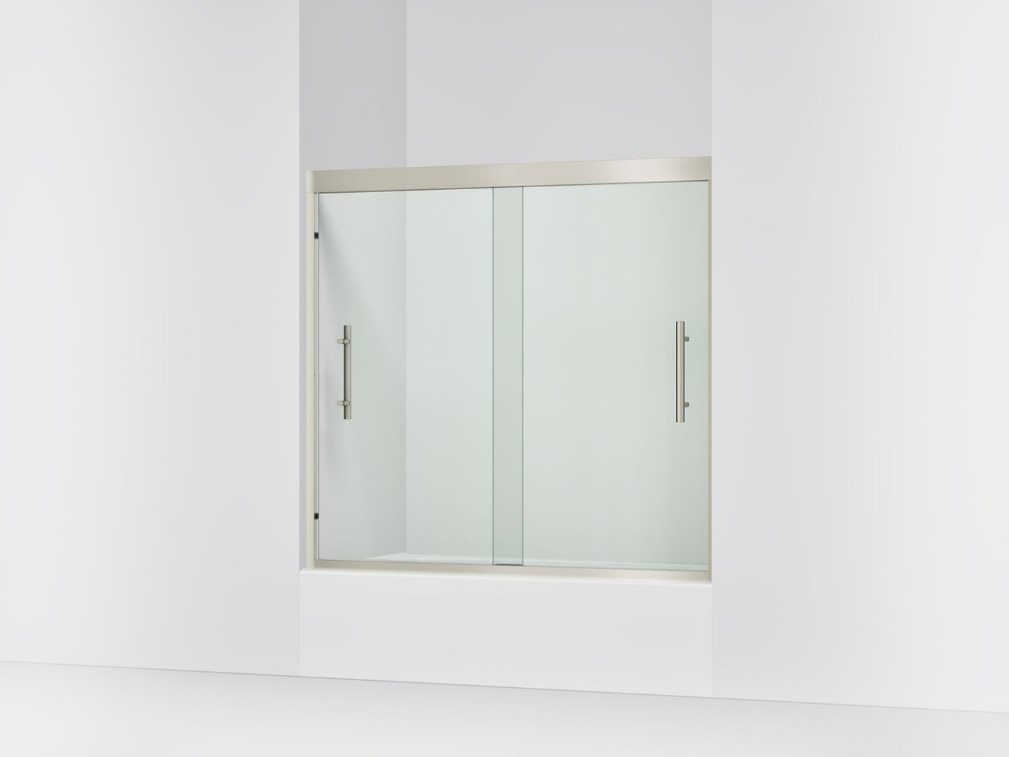 Sterling 39347-8L Finesse Peak 55-1/8" H Sliding Bath Door with 5/16"-thick Glass, Anodized Brushed Nickel