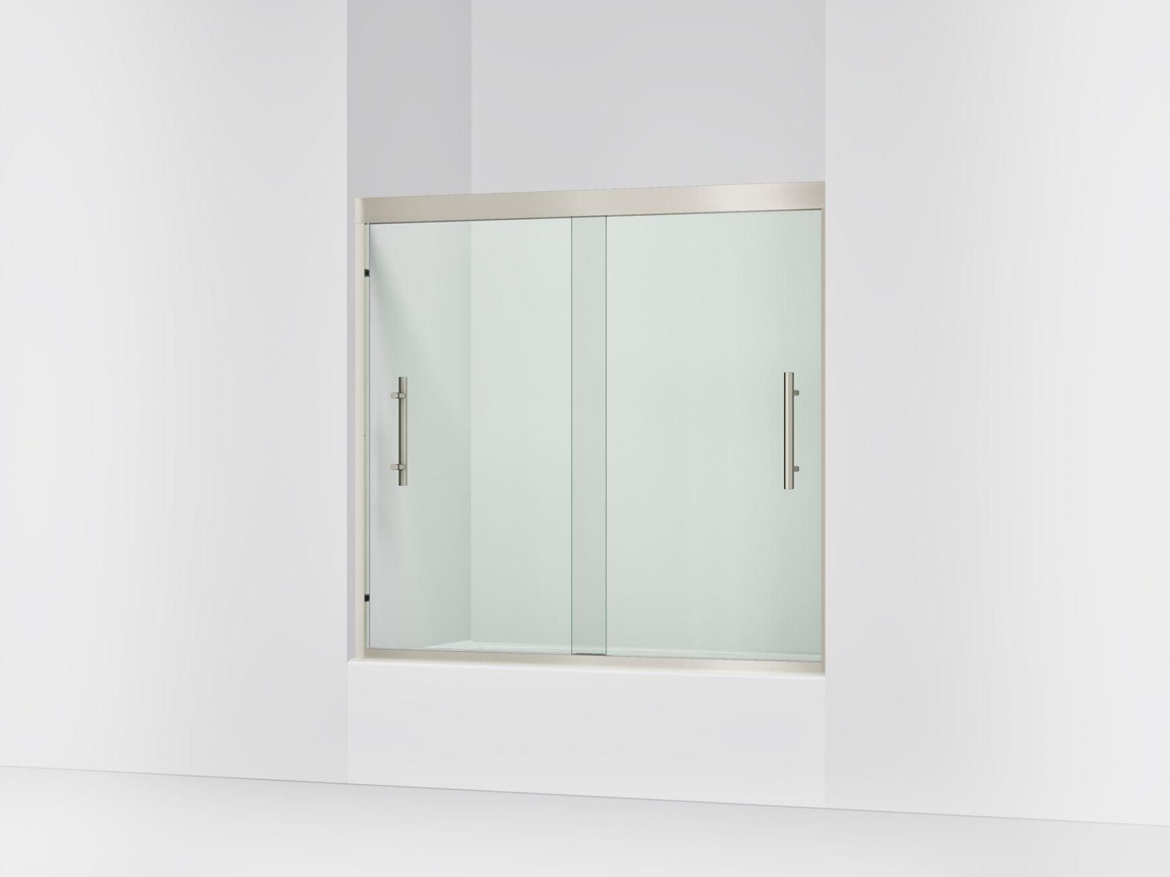 Sterling 39347-8L Finesse Peak 55-1/8" H Sliding Bath Door with 5/16"-thick Glass, Anodized Brushed Nickel