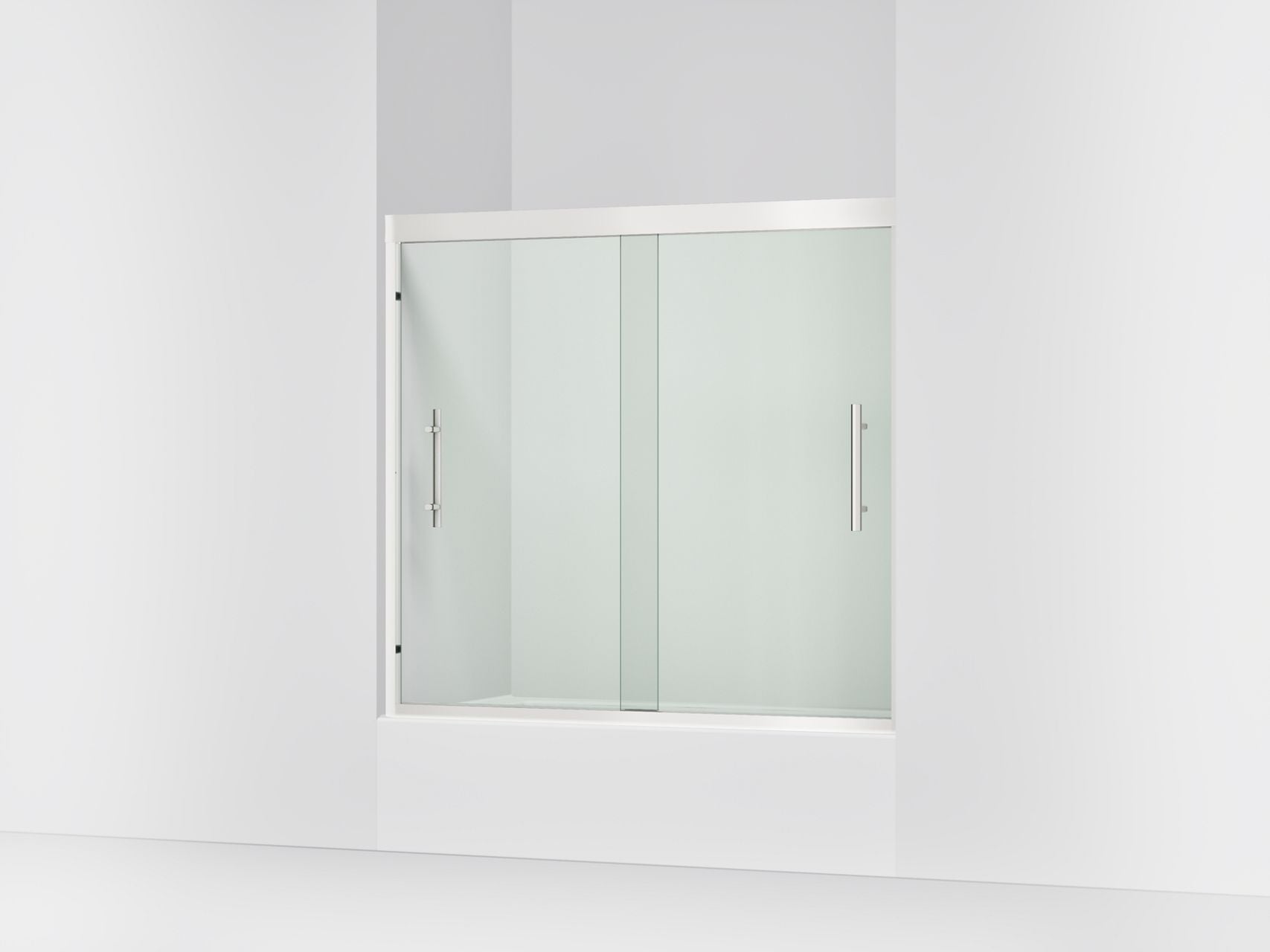 Sterling 39347-8L Finesse Peak 55-1/8" H Sliding Bath Door with 5/16"-thick Glass, Bright Polished Silver
