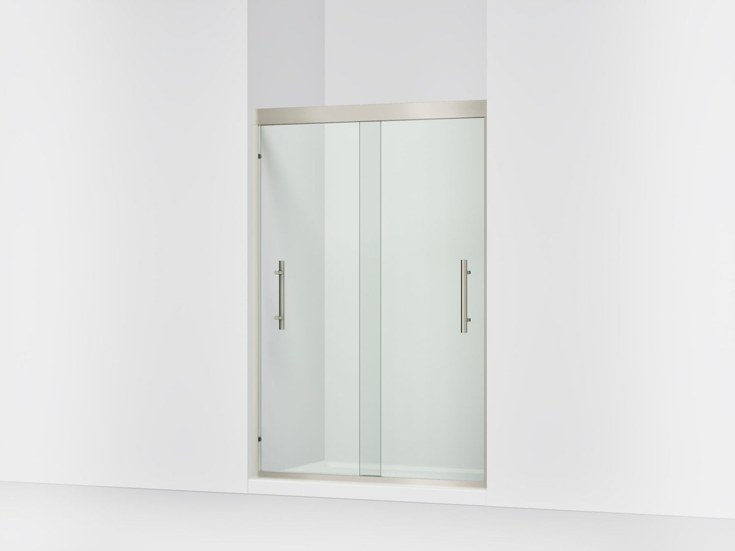 Sterling 39348-8L Finesse Peak 69-5/8" H Sliding Shower Door with 5/16"-thick Glass, Anodized Brushed Nickel