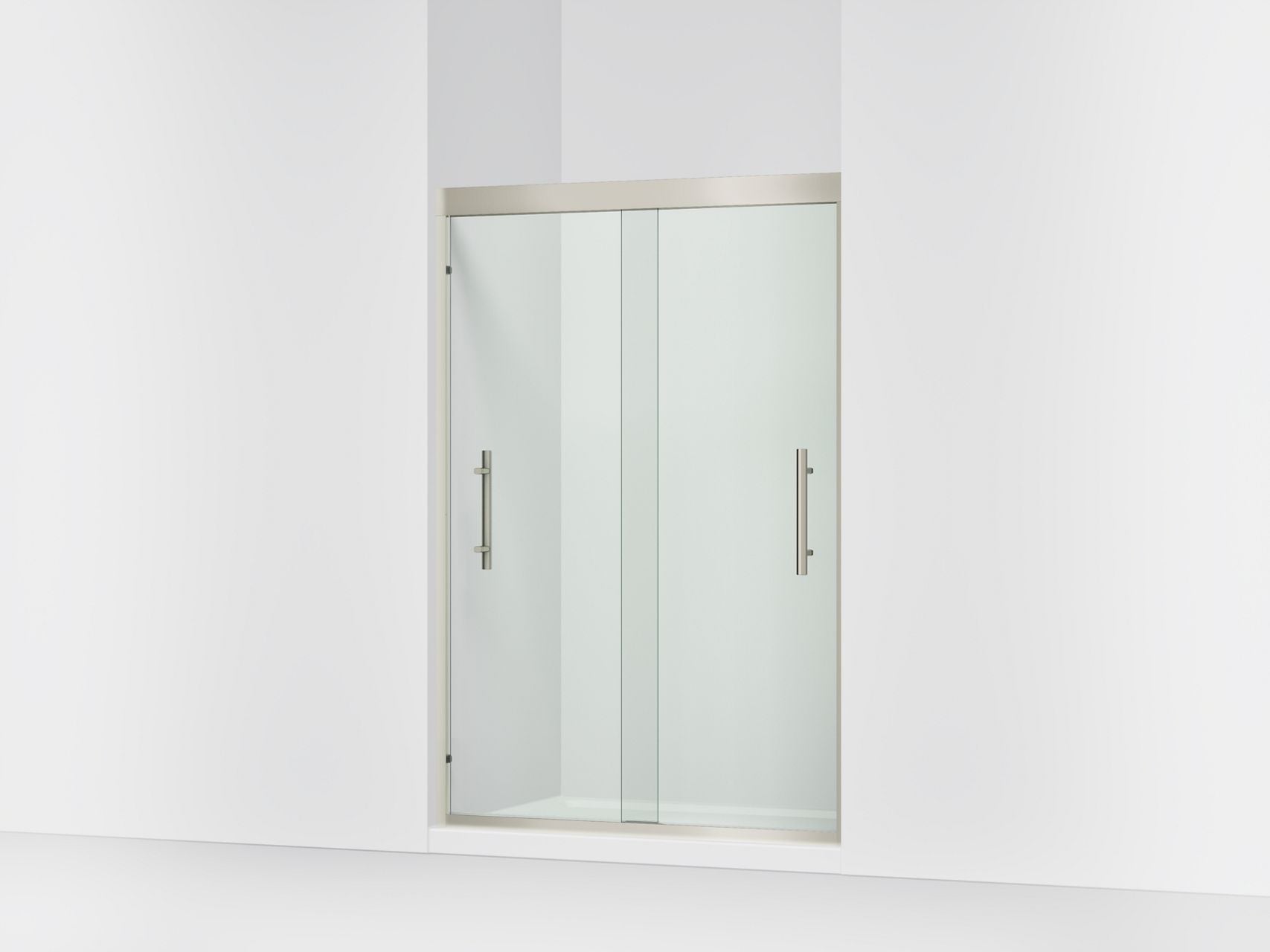 Sterling 39348-8L Finesse Peak 69-5/8" H Sliding Shower Door with 5/16"-thick Glass, Anodized Brushed Nickel
