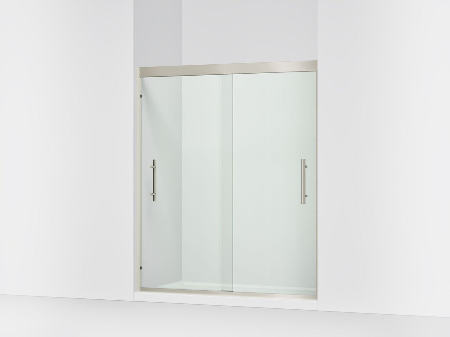 Sterling 39349-8L Finesse Peak 69-5/8" H Sliding Shower Door with 5/16"-thick Glass, Anodized Brushed Nickel