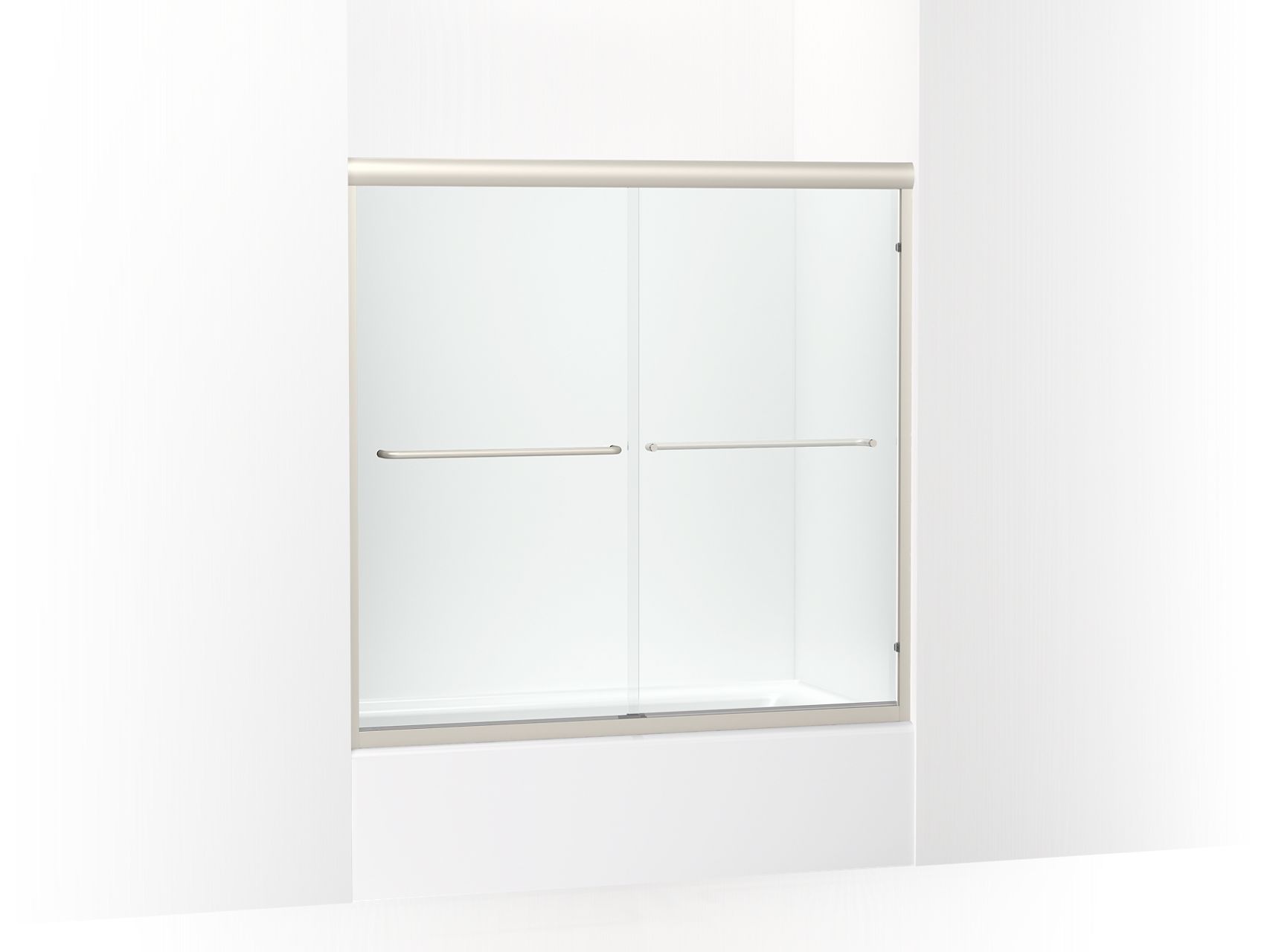 Sterling 5405-59 Finesse Frameless Sliding Bath Door 54-5/8"–59-5/8" W x 57-3/4" H, Nickel