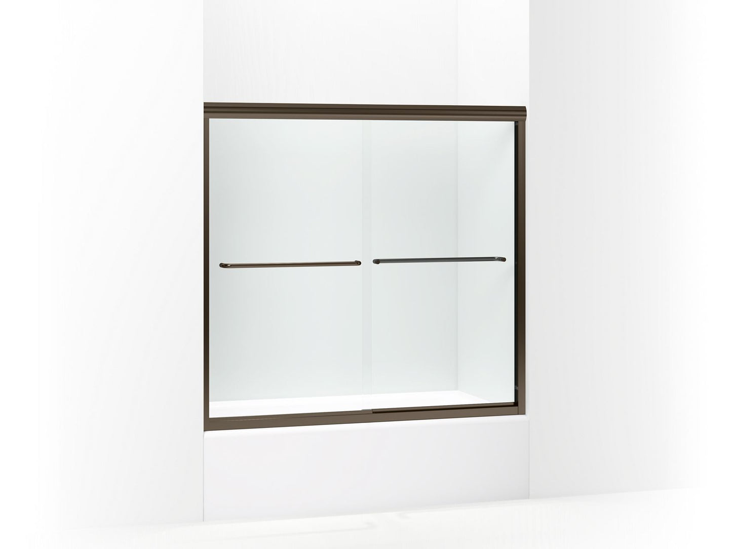 Sterling 5425-57 Finesse Frameless Sliding Bath Door, 55-1/2" H x 52 - 57" W, with 1/4" Thick Clear Glass, Deep Bronze