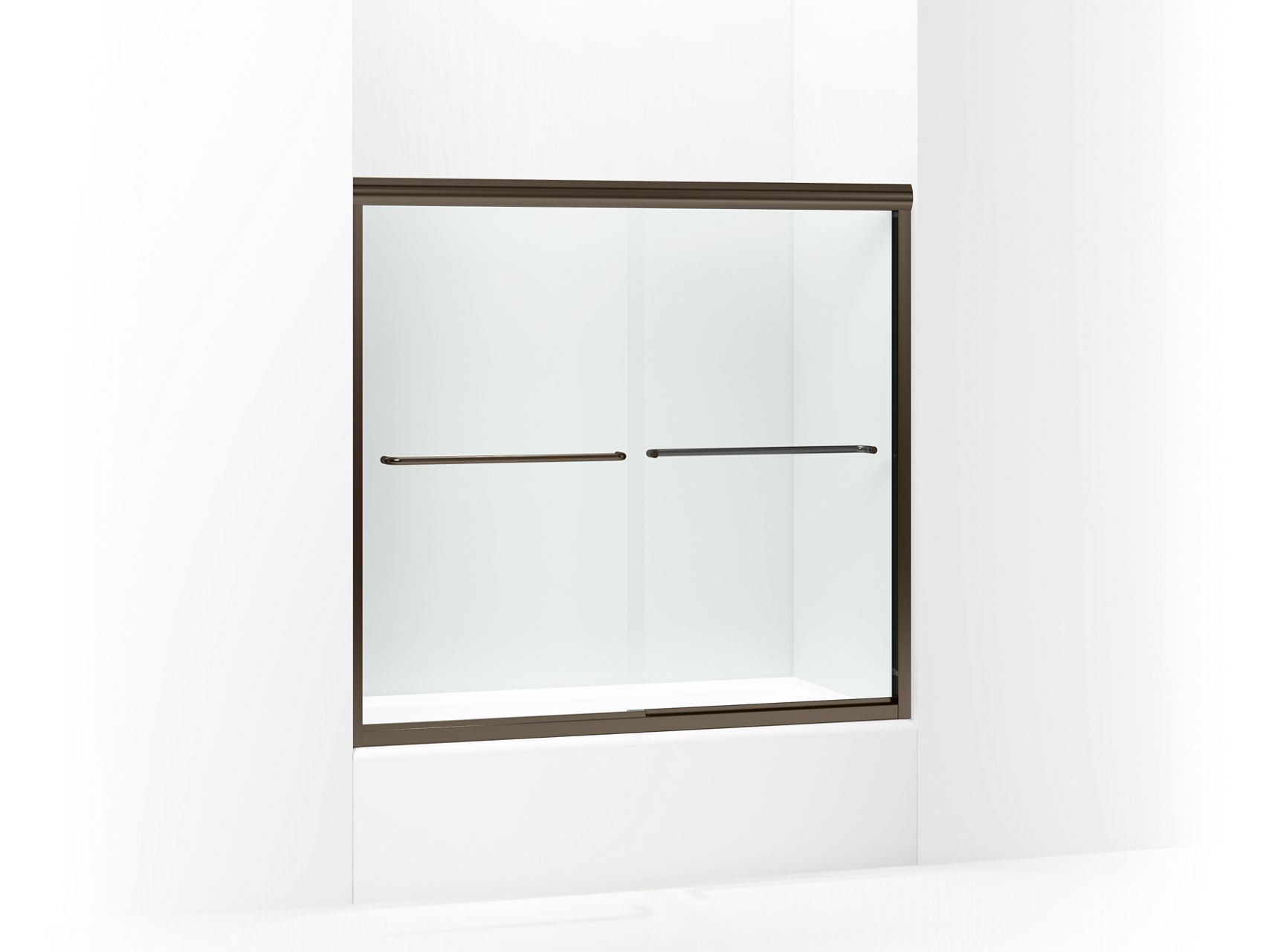 Sterling 5425-57 Finesse Frameless Sliding Bath Door, 55-1/2" H x 52 - 57" W, with 1/4" Thick Clear Glass, Deep Bronze
