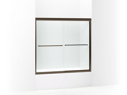 Sterling 5425-57 Finesse Frameless Sliding Bath Door, 55-1/2" H x 52 - 57" W, with 1/4" Thick Clear Glass, Deep Bronze