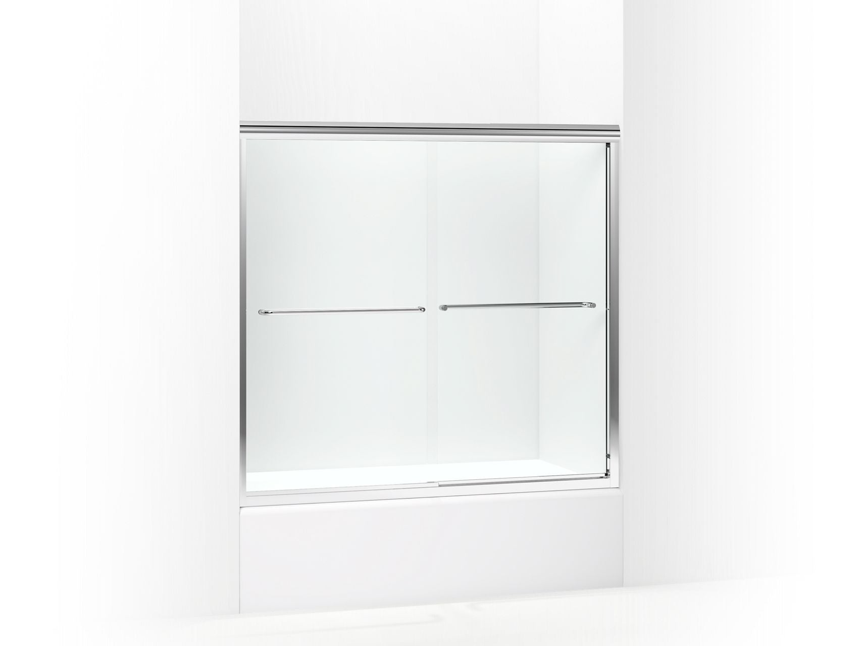 Sterling 5425-57 Finesse Frameless Sliding Bath Door, 55-1/2" H x 52 - 57" W, with 1/4" Thick Clear Glass, Silver