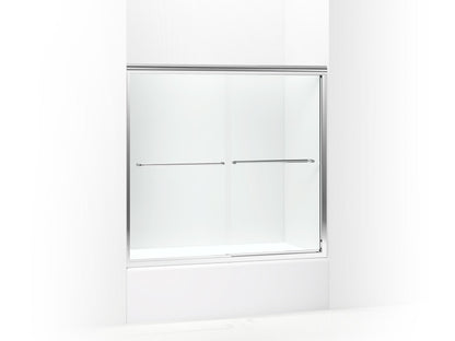 Sterling 5425-57 Finesse Frameless Sliding Bath Door, 55-1/2" H x 52 - 57" W, with 1/4" Thick Clear Glass, Silver