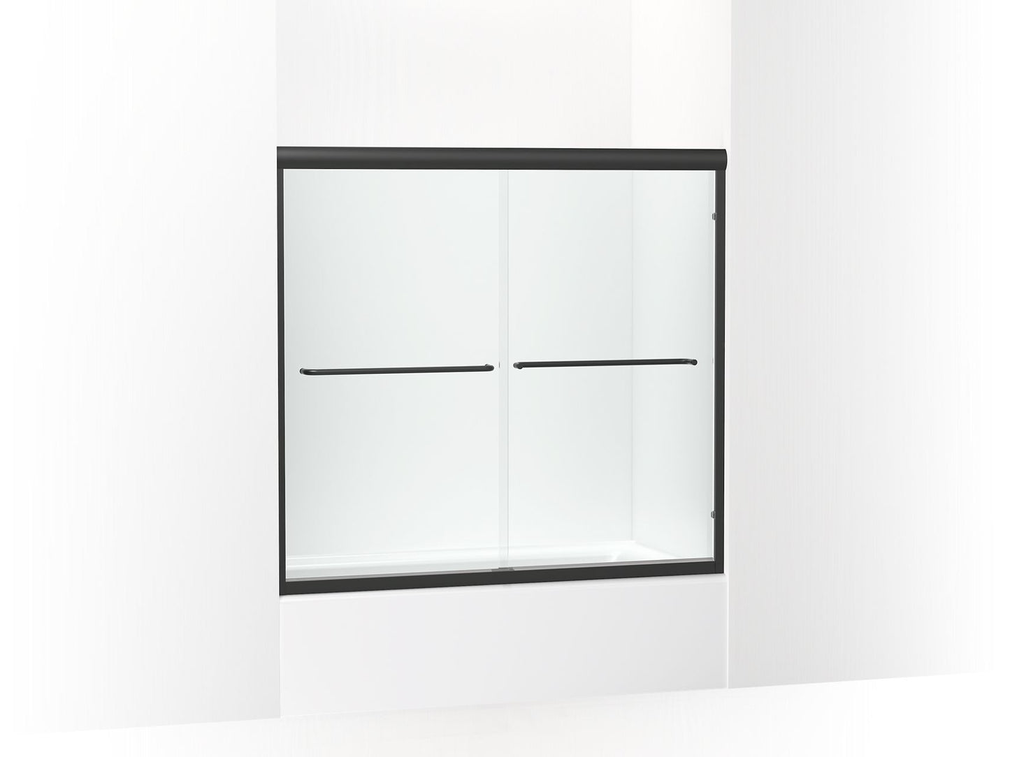 Sterling 5425-59 Finesse Frameless Sliding Bath Door 54-5/8"–59-5/8" W x 55-3/16" H, Matte Black
