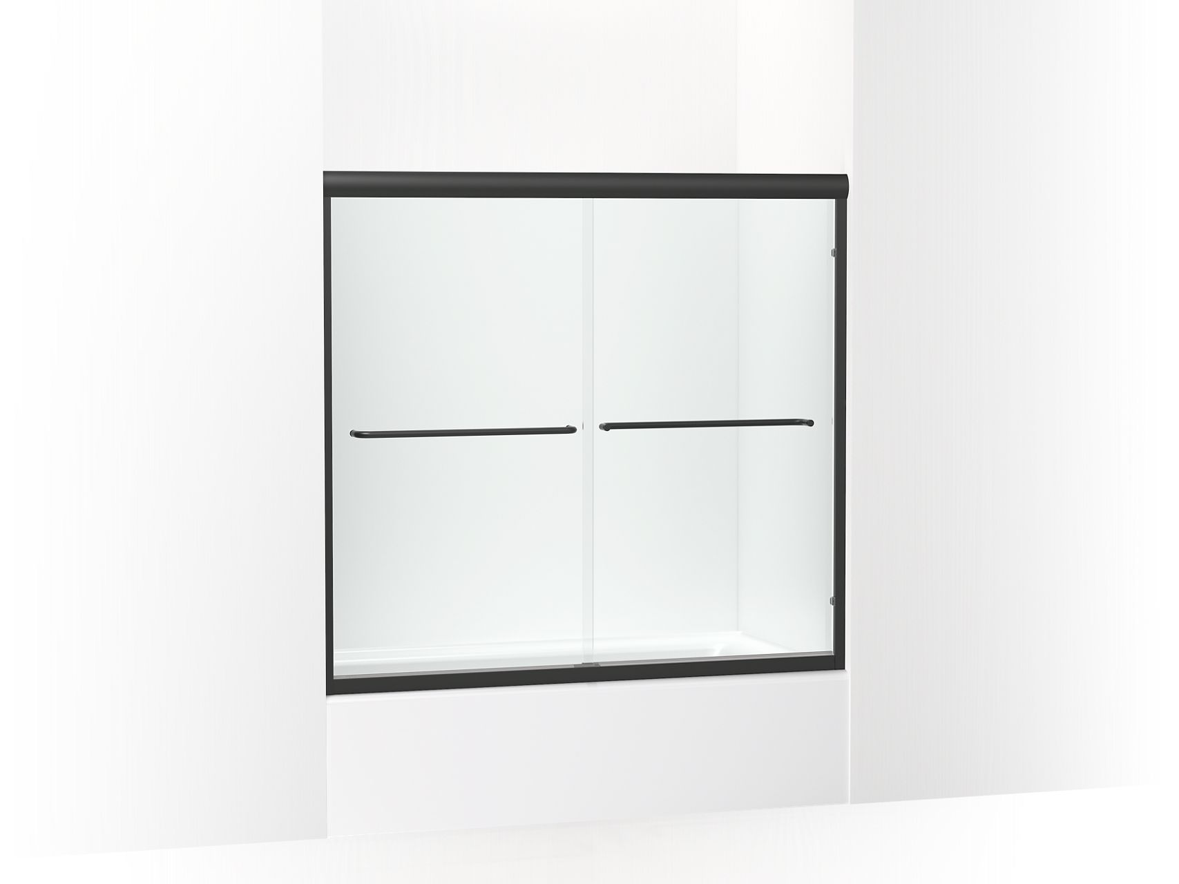 Sterling 5425-59 Finesse Frameless Sliding Bath Door 54-5/8"–59-5/8" W x 55-3/16" H, Matte Black