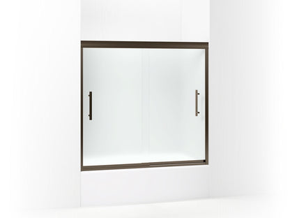 Sterling 542808-59 Finesse Peak 55-1/2" H Frameless Sliding Bath Door with 5/16"-thick Glass, Deep Bronze - 3/4 view of produ