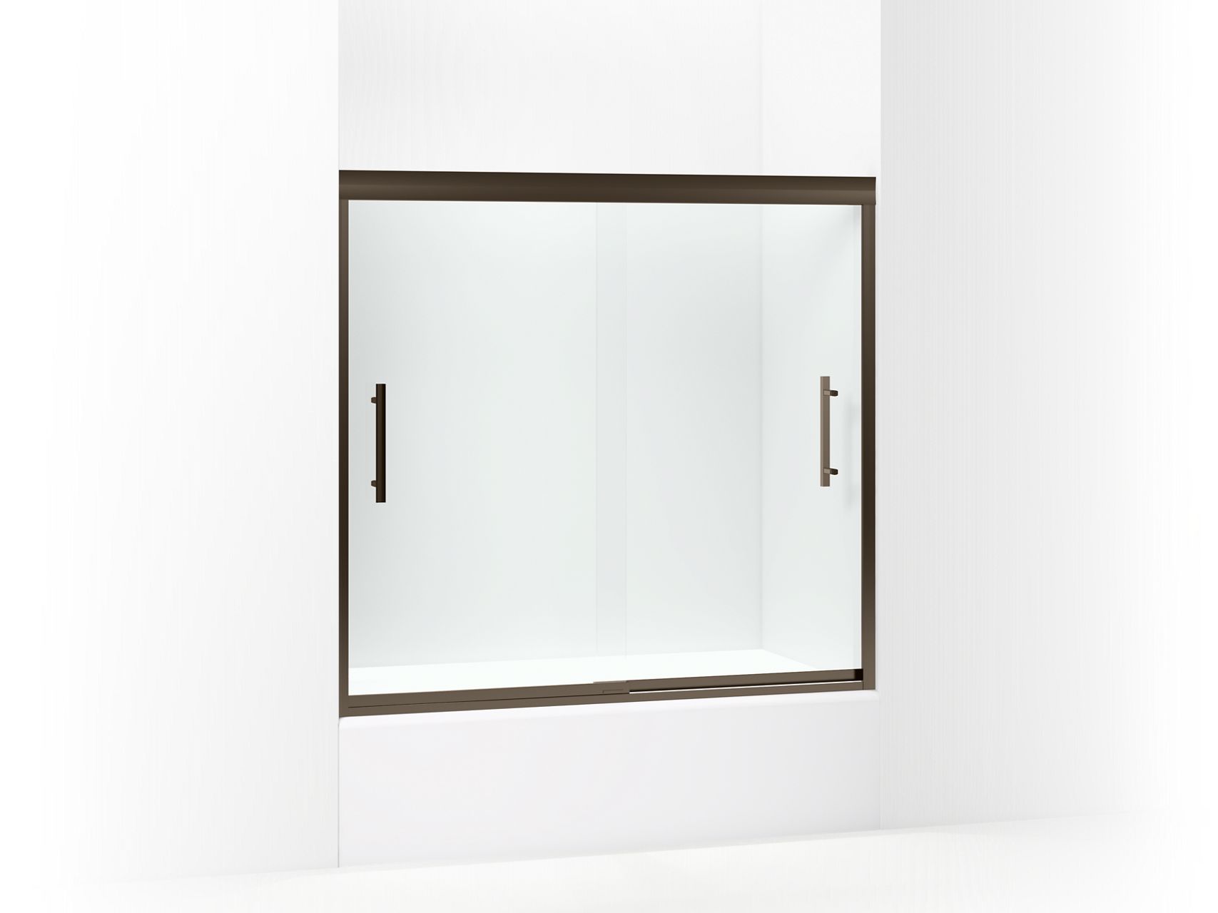 Sterling 542808-59 Finesse Peak 55-1/2" H Frameless Sliding Bath Door with 5/16"-thick Glass, Deep Bronze