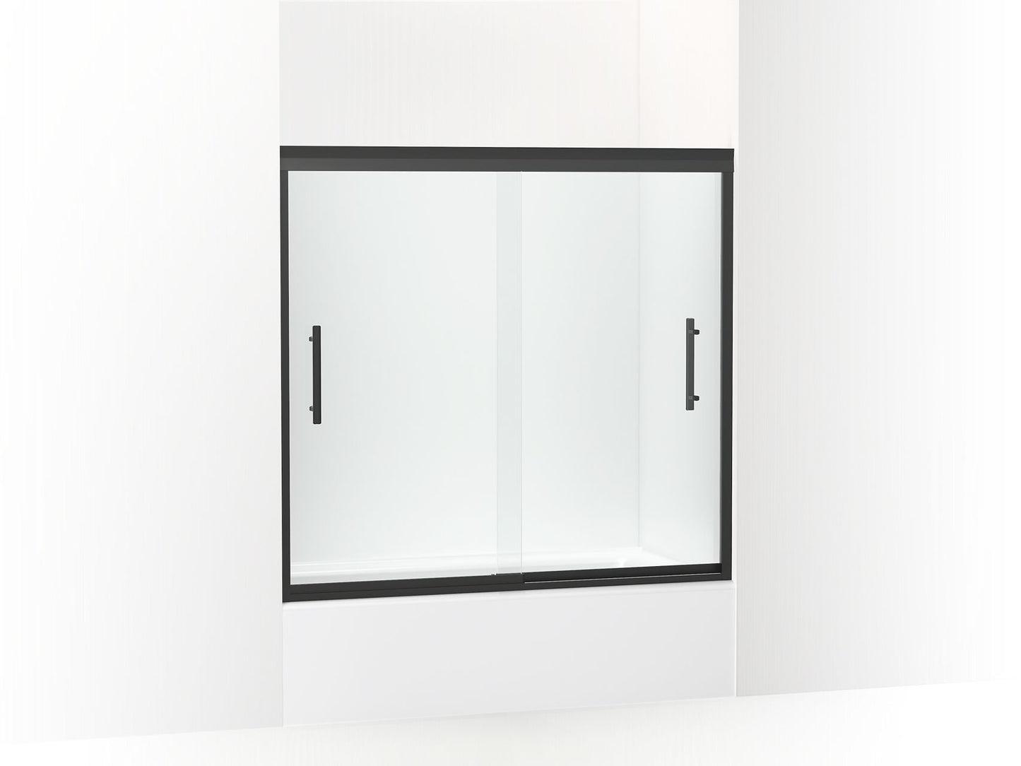 Sterling 542808-59 Finesse Peak 55-1/2" H Frameless Sliding Bath Door with 5/16"-thick Glass, Matte Black
