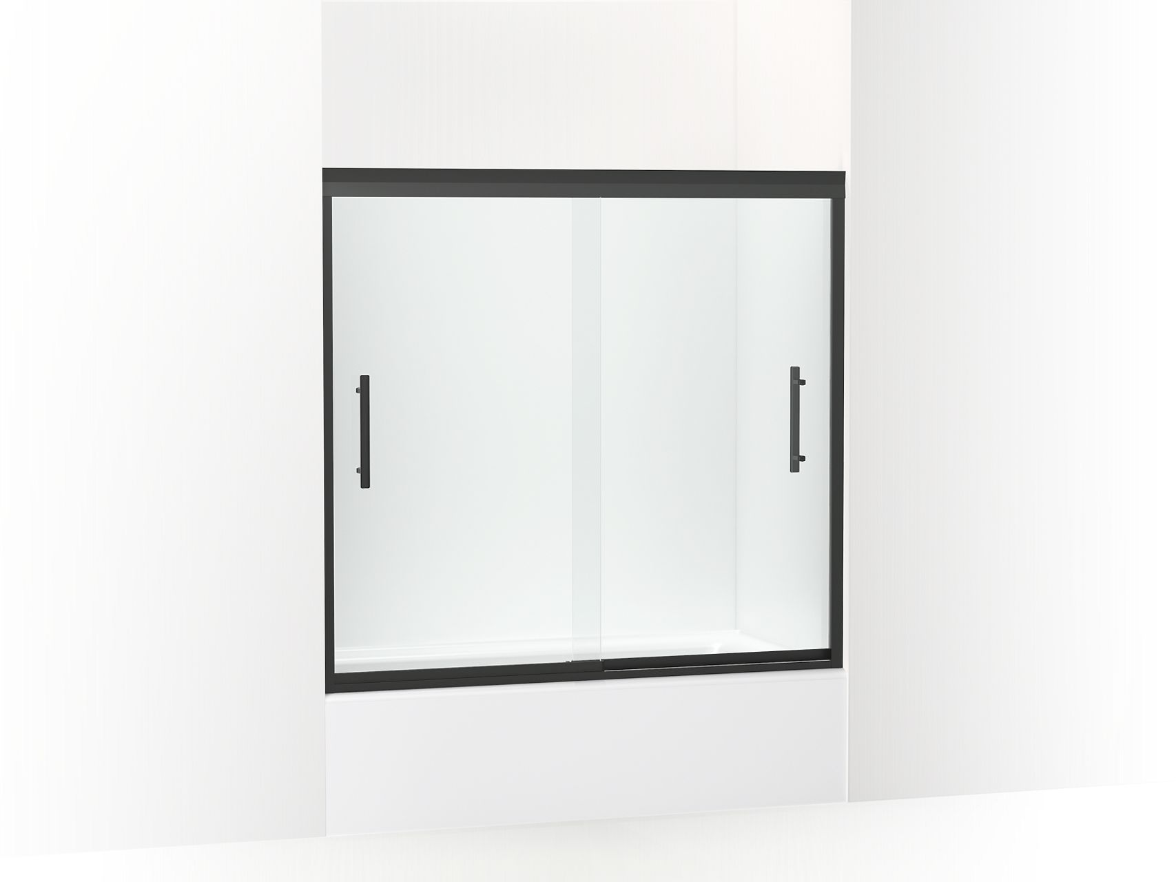 Sterling 542808-59 Finesse Peak 55-1/2" H Frameless Sliding Bath Door with 5/16"-thick Glass, Matte Black