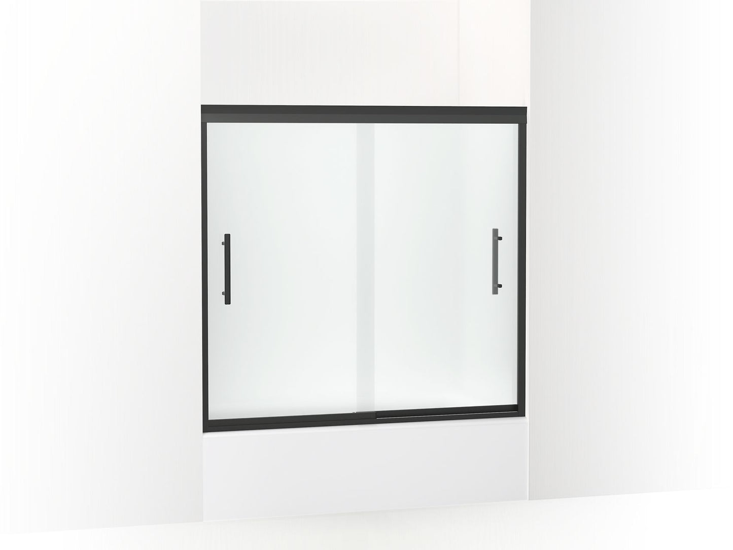 Sterling 542808-59 Finesse Peak 55-1/2" H Frameless Sliding Bath Door with 5/16"-thick Glass, Matte Black
