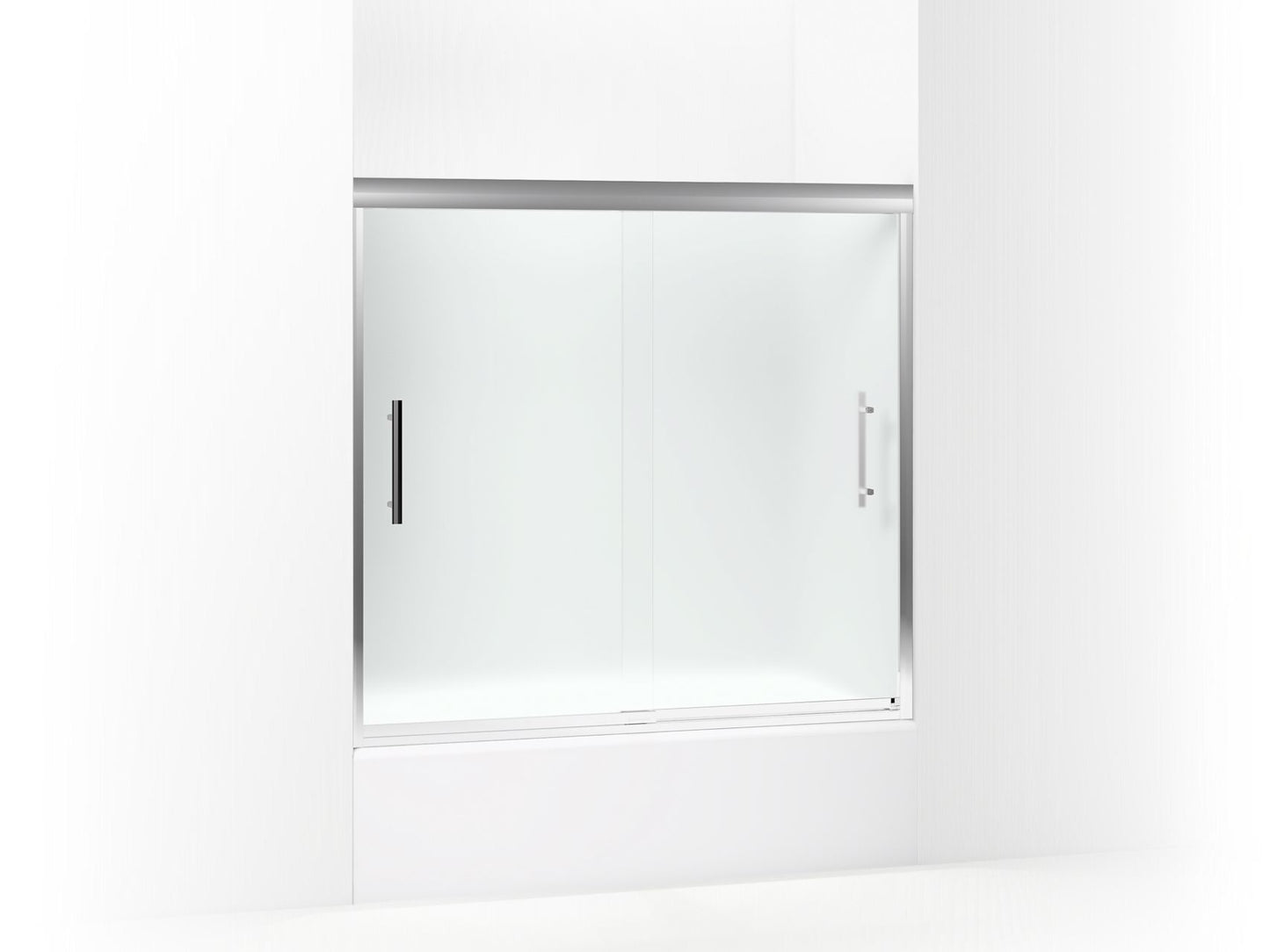 Sterling 542808-59 Finesse Peak 55-1/2" H Frameless Sliding Bath Door with 5/16"-thick Glass, Silver