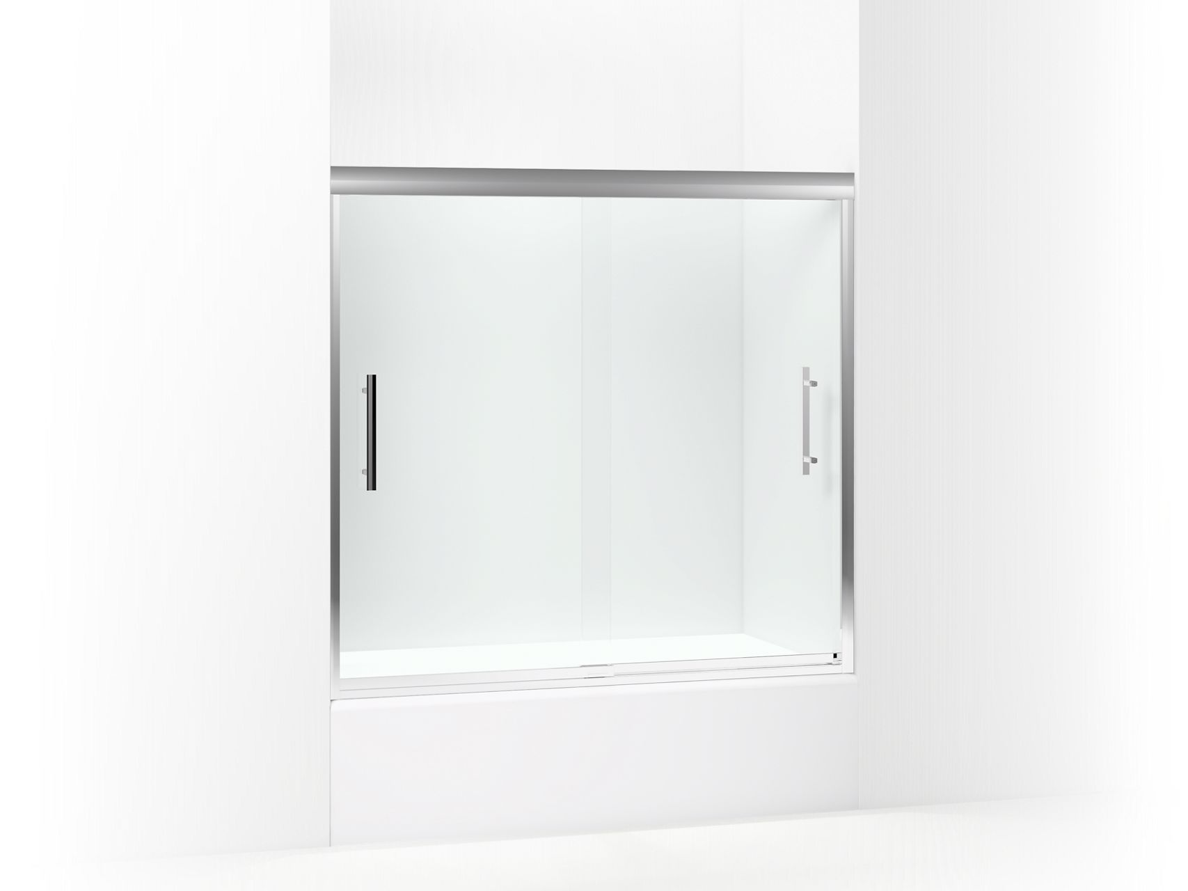 Sterling 542808-59 Finesse Peak 55-1/2" H Frameless Sliding Bath Door with 5/16"-thick Glass, Silver