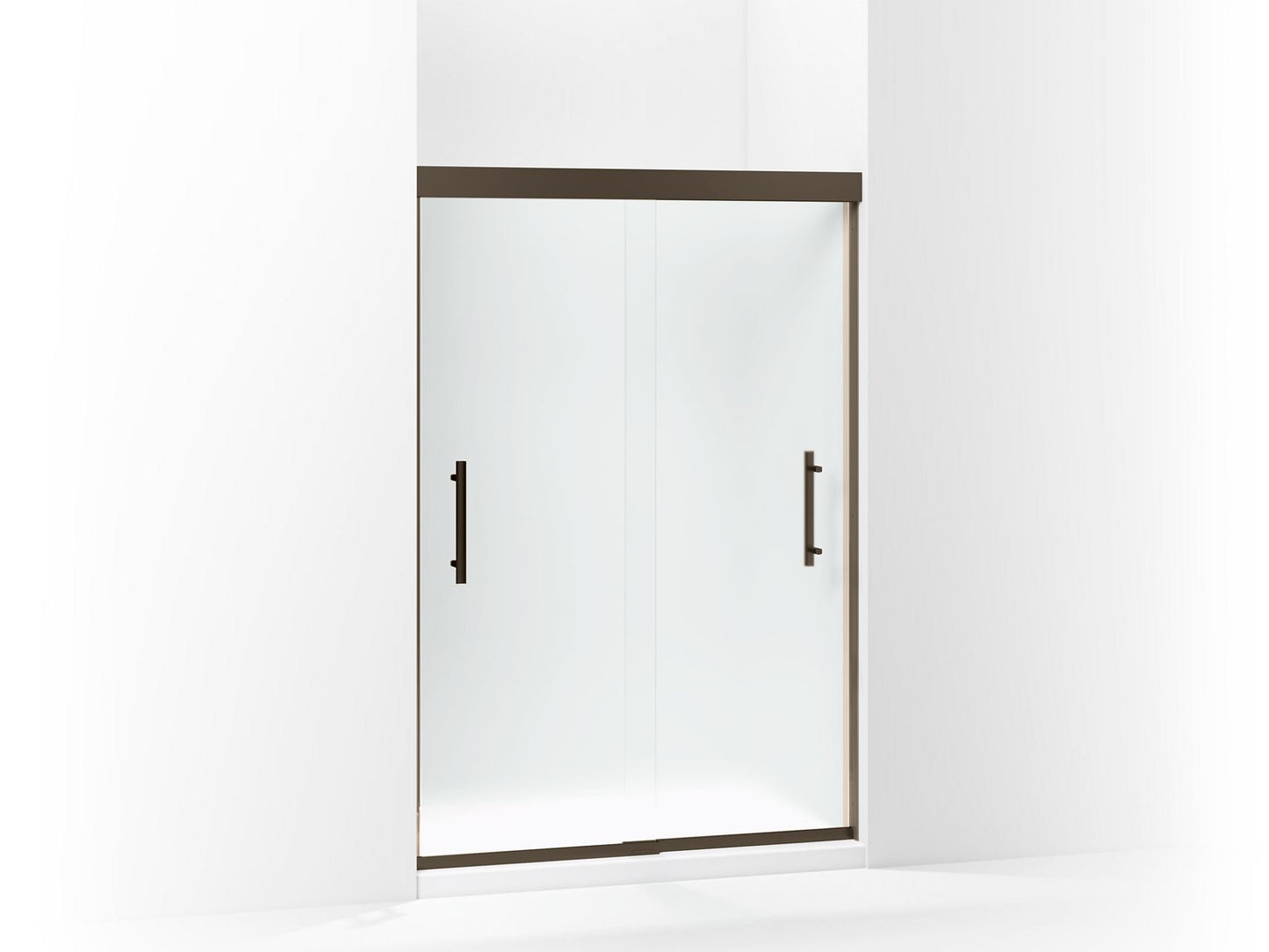 Sterling 547808-48 Finesse Peak Frameless Sliding Shower Door 44-5/8"–47-5/8" W x 70-1/16" H, Deep Bronze - 3/4 view of produ