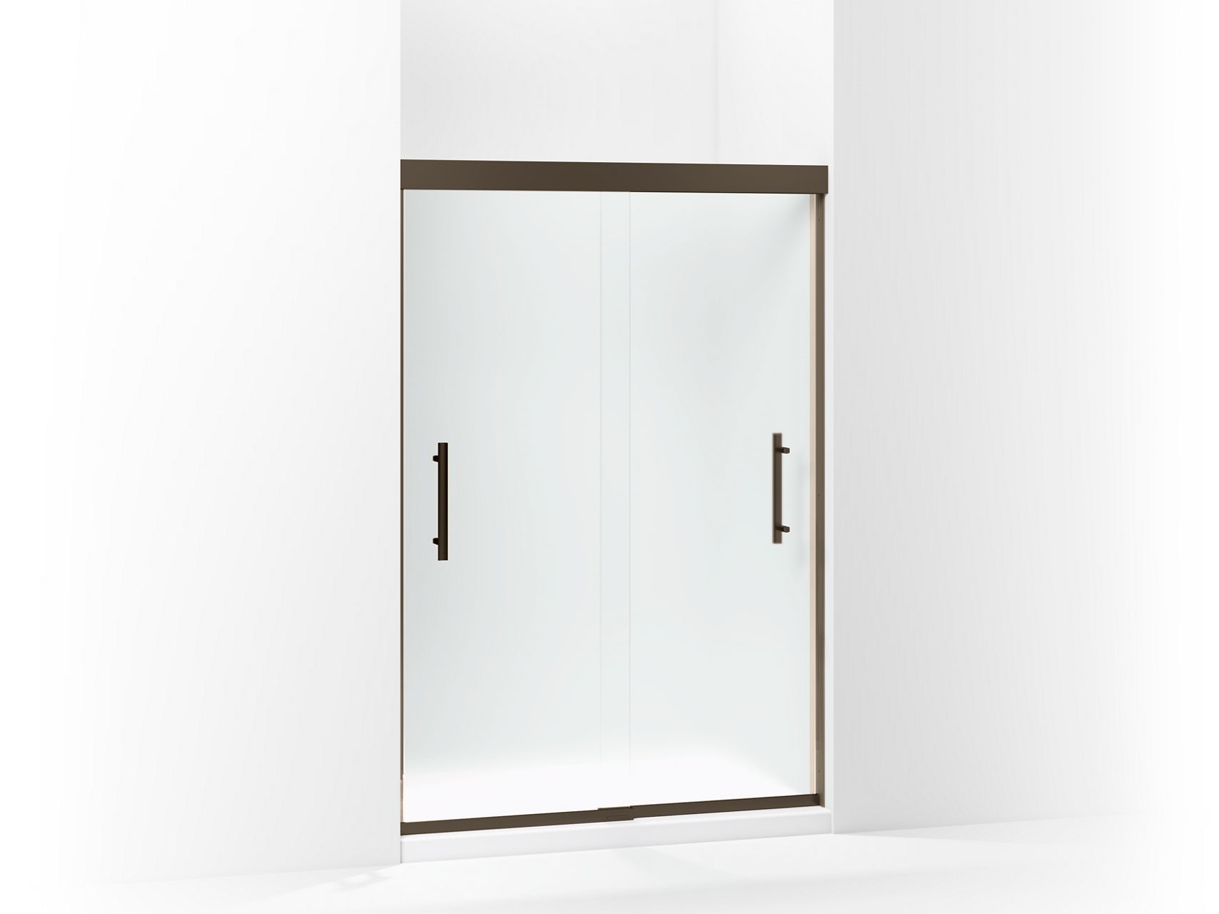 Sterling 547808-48 Finesse Peak Frameless Sliding Shower Door 44-5/8"–47-5/8" W x 70-1/16" H, Deep Bronze - 3/4 view of produ
