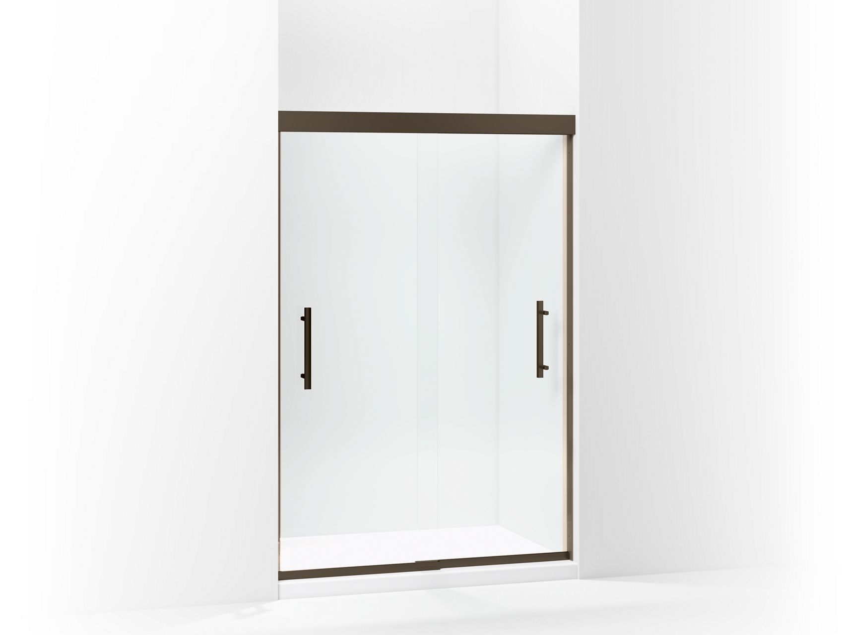 Sterling 547808-48 Finesse Peak Frameless Sliding Shower Door 44-5/8"–47-5/8" W x 70-1/16" H, Deep Bronze - 3/4 view of produ