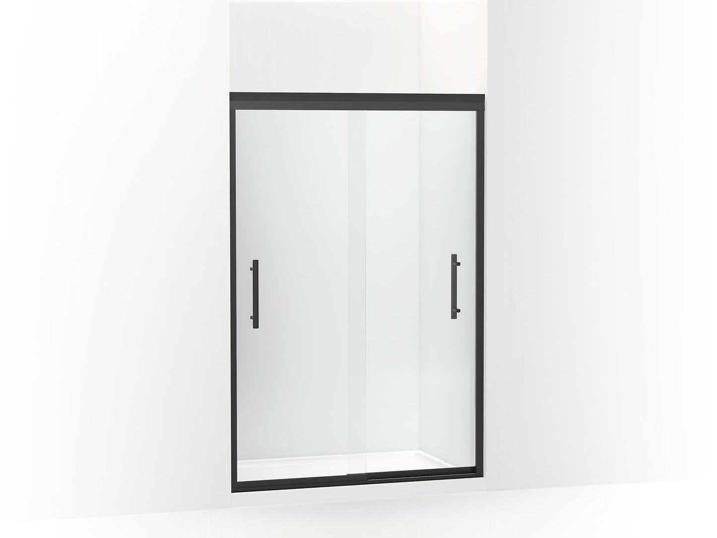 Sterling 547808-48 Finesse Peak Frameless Sliding Shower Door 44-5/8"–47-5/8" W x 70-1/16" H, Matte Black - 3/4 view of produ