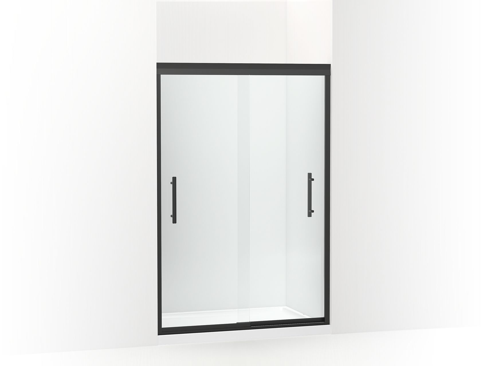 Sterling 547808-48 Finesse Peak Frameless Sliding Shower Door 44-5/8"–47-5/8" W x 70-1/16" H, Matte Black - 3/4 view of produ
