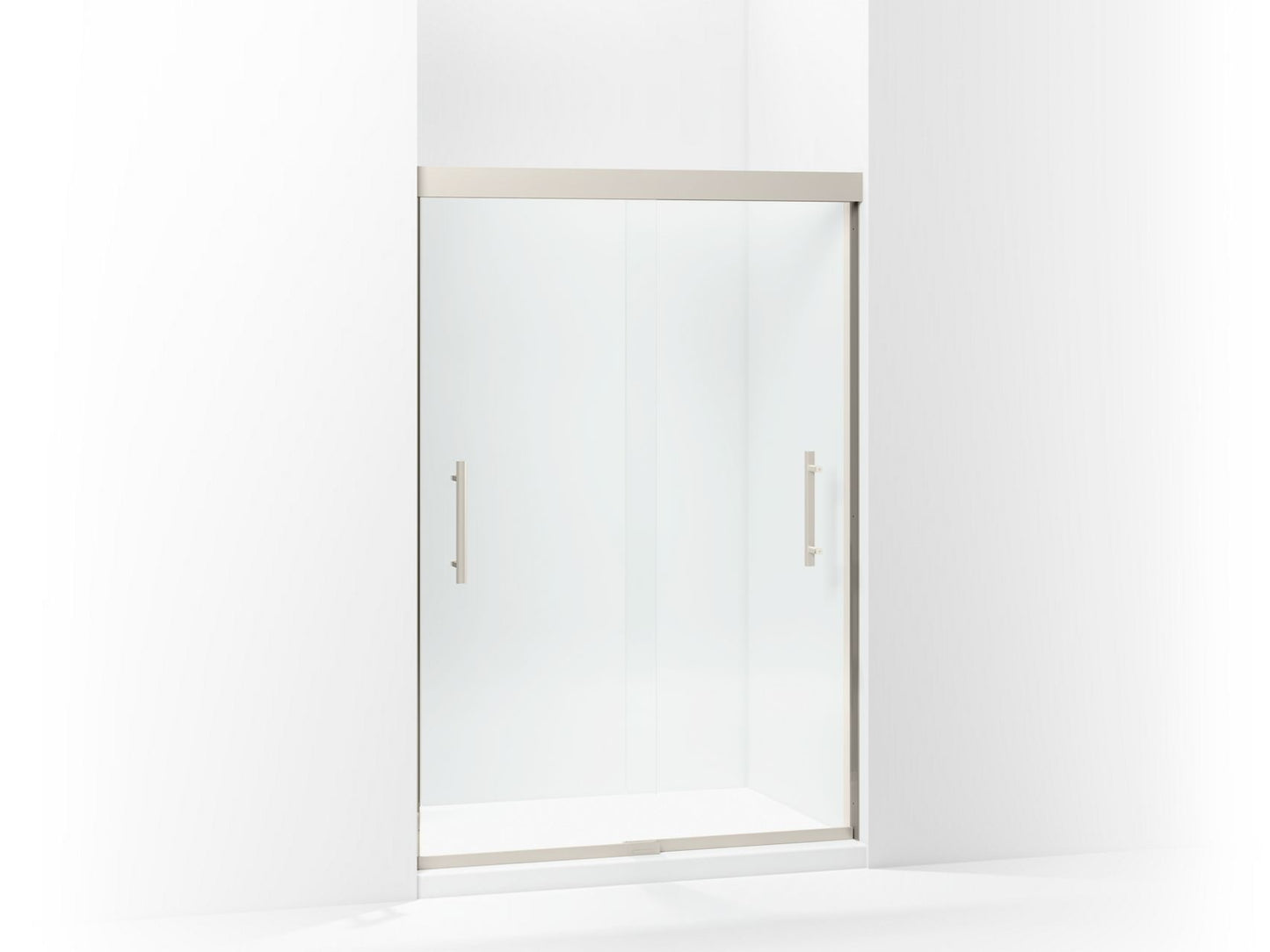 Sterling 547808-48 Finesse Peak Frameless Sliding Shower Door 44-5/8"–47-5/8" W x 70-1/16" H, Nickel - 3/4 view of product