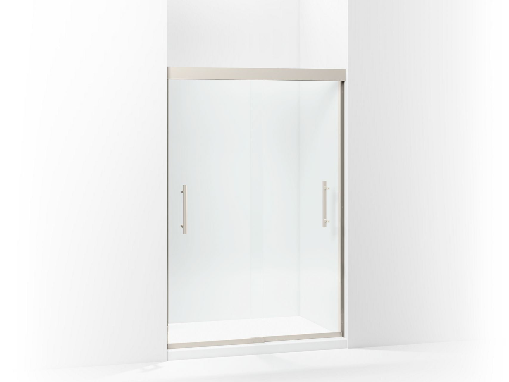Sterling 547808-48 Finesse Peak Frameless Sliding Shower Door 44-5/8"–47-5/8" W x 70-1/16" H, Nickel - 3/4 view of product