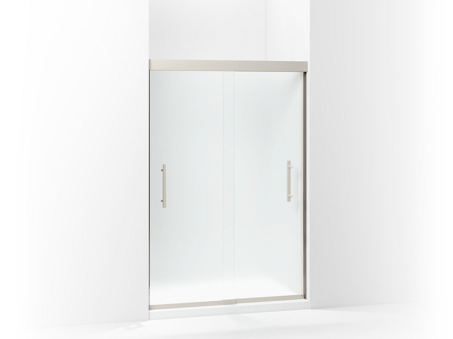 Sterling 547808-48 Finesse Peak Frameless Sliding Shower Door 44-5/8"–47-5/8" W x 70-1/16" H, Nickel - 3/4 view of product