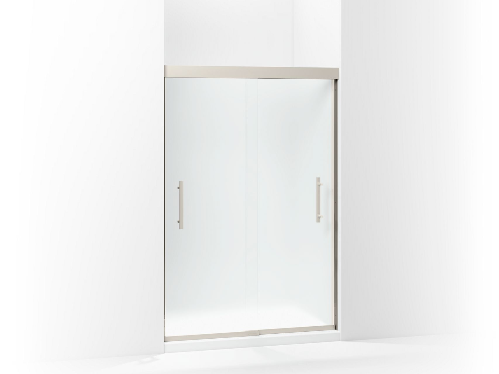 Sterling 547808-48 Finesse Peak Frameless Sliding Shower Door 44-5/8"–47-5/8" W x 70-1/16" H, Nickel - 3/4 view of product