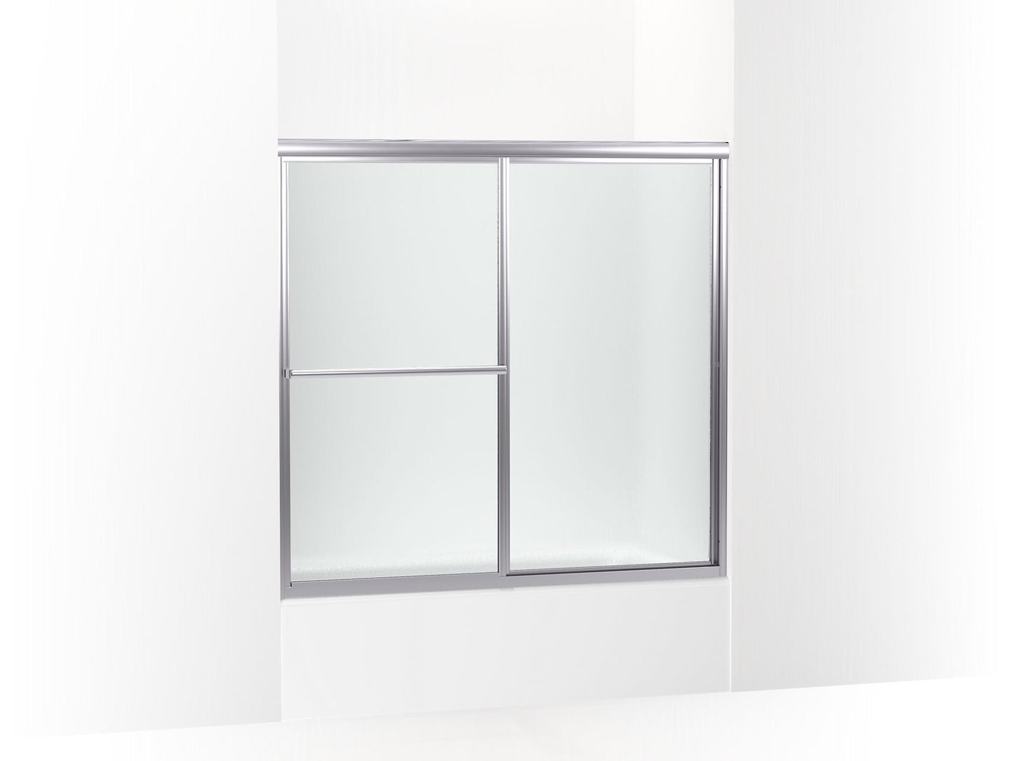 Sterling 572117-3G06 Deluxe 56-1/4" H Sliding Bath Door with 1/8"-thick Glass, Silver