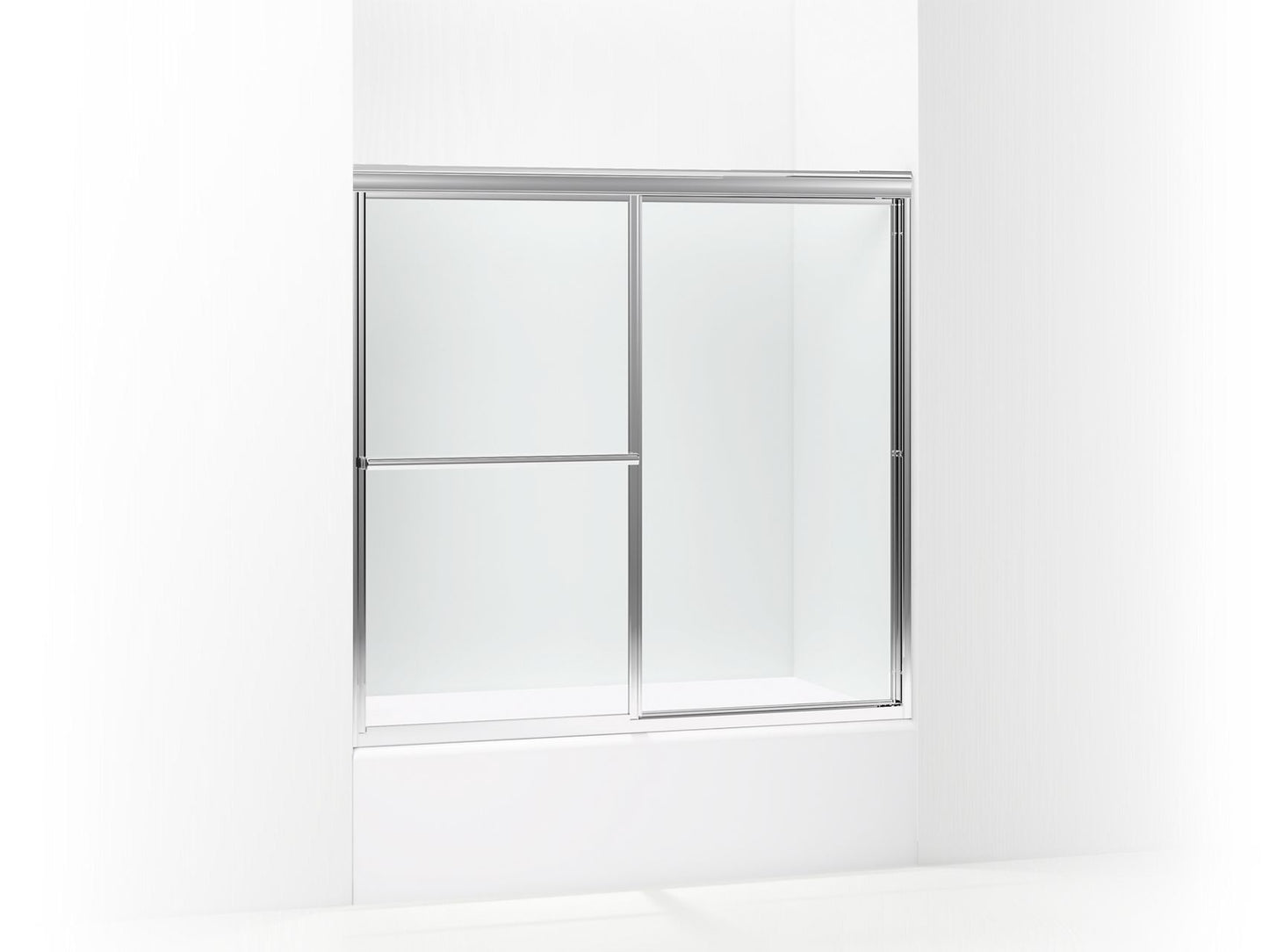 Sterling 5900-59 Deluxe Framed Sliding Bath Door, 56-1/4" H x 54-3/8 - 59-3/8" W, with 1/8" Thick Clear Glass, Silver