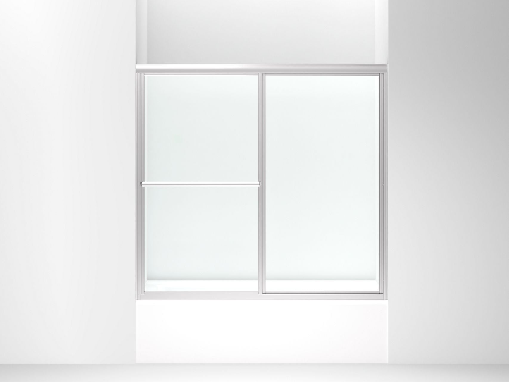 Sterling 5905-3G05 Deluxe Sliding Bath Door, 56-1/4" H x 54-3/8" - 59-3/8" W with 1/8"-thick Clear Glass, Silver