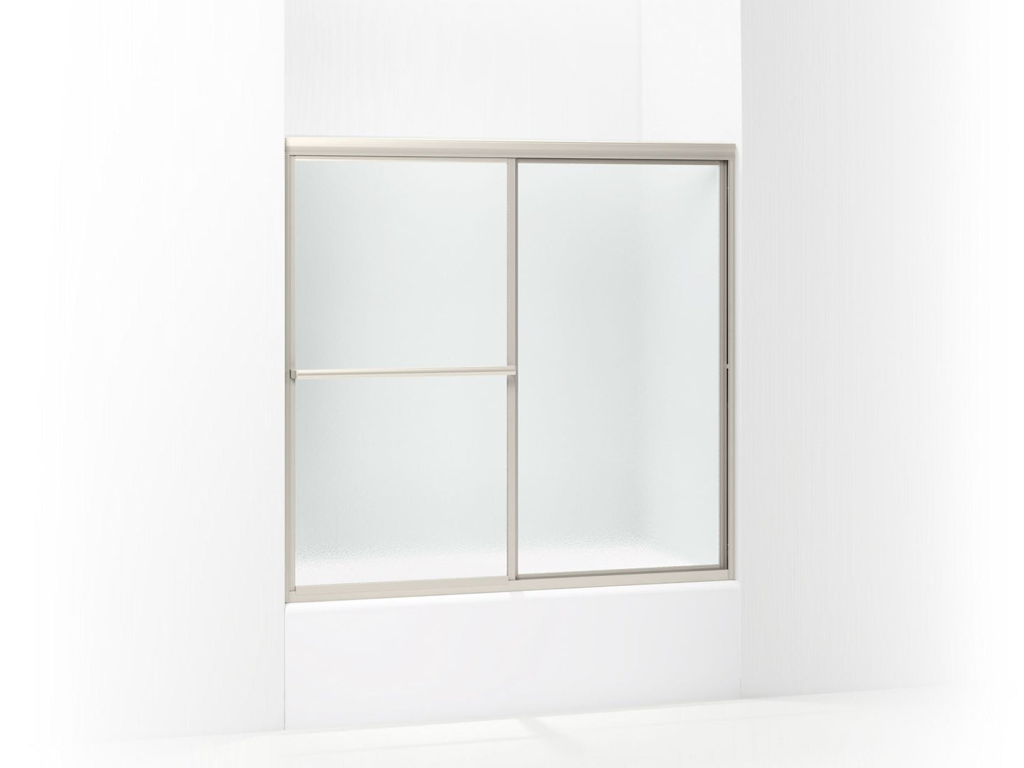 Sterling 5905-59 Deluxe Framed Sliding Bath Door 54-3/8"–59-3/8" W x 56-3/16" H, Nickel